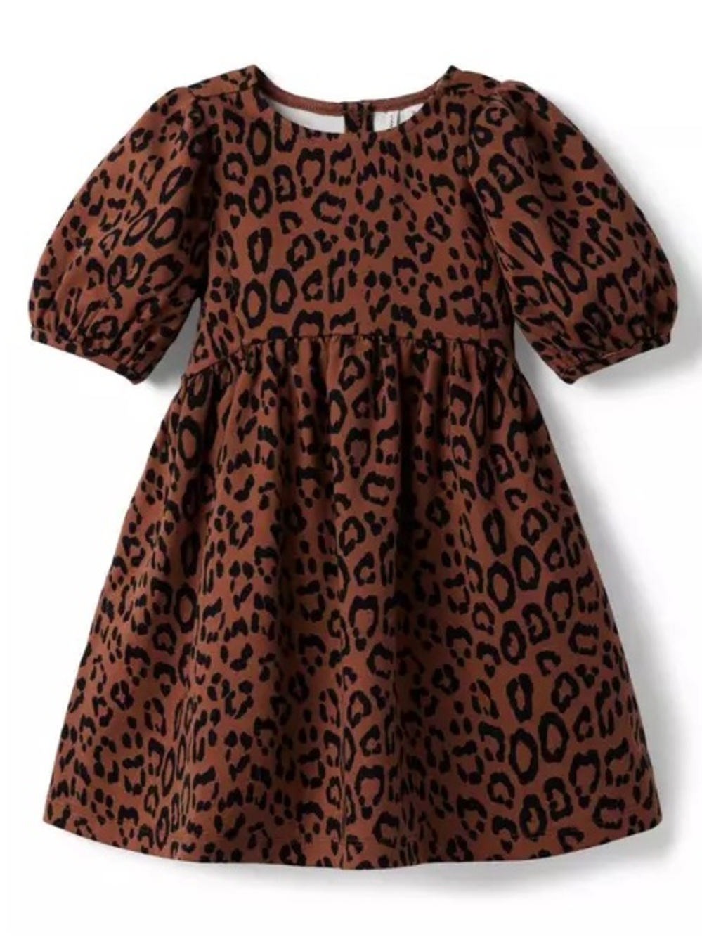 Janie & Jack Girls' Leopard Print Puff Sleeve Dress — Brown & Black